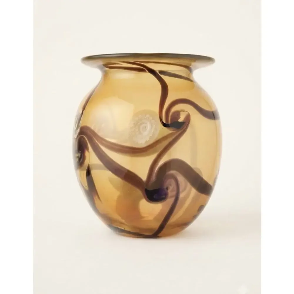 Vintage 1991 Robert Eickholt Signed Studio Art Glass Iridescent Hand Blown Vase